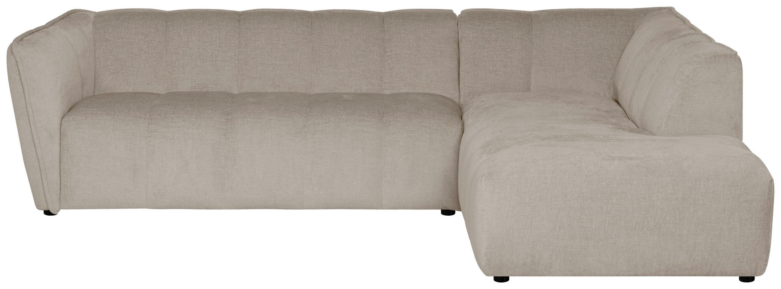 ECKSOFA LIVOLI in Chenille Creme  260/218 cm  - Creme/Schwarz, Design, Textil (260/218cm) - MID.YOU