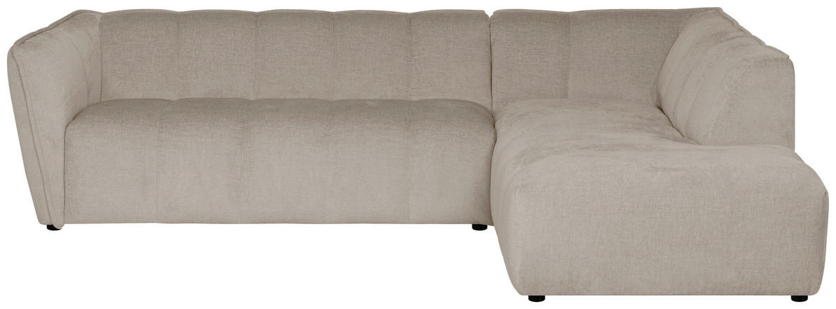 ECKSOFA LIVOLI in Chenille Creme  260/218 cm  - Creme/Schwarz, Design, Textil (260/218cm) - MID.YOU
