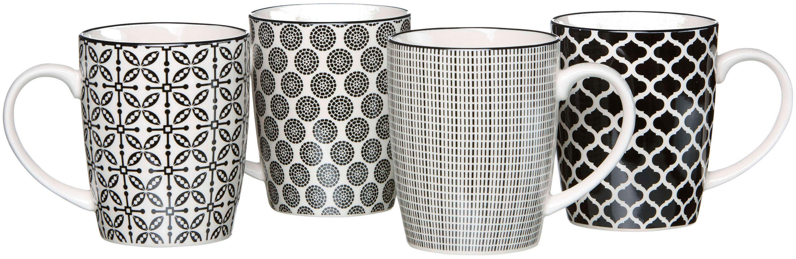 KAFFEEBECHERSET TAKEO 4-teilig  - Schwarz/Weiß, Trend, Keramik (350ml) - Ritzenhoff Breker