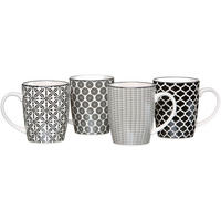 KAFFEEBECHERSET TAKEO 4-teilig  - Schwarz/Weiß, Trend, Keramik (350ml) - Ritzenhoff Breker