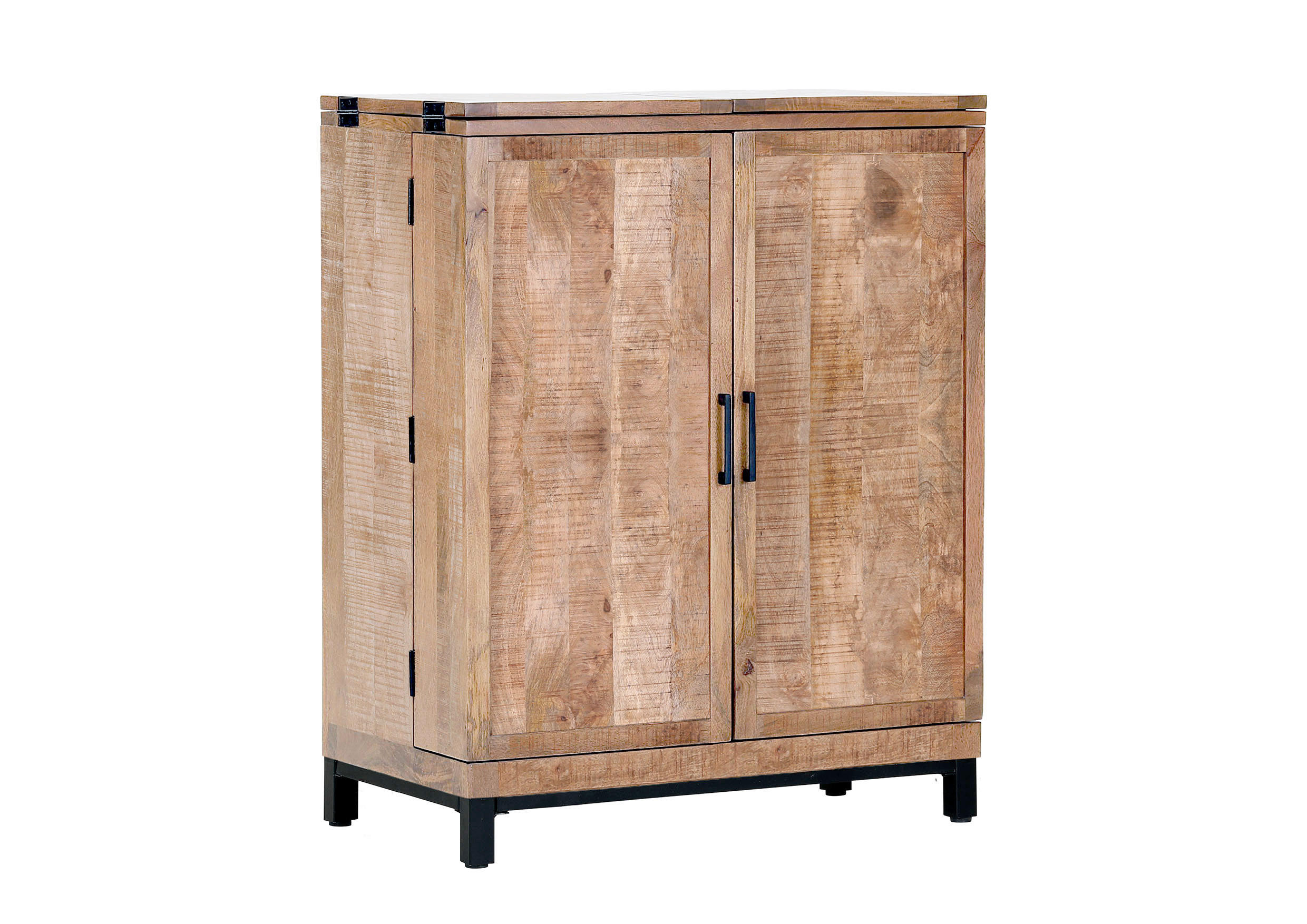 BAR Mangoholz massiv Naturfarben  - Schwarz/Naturfarben, Design, Holz/Metall (100-150/122/55cm) - Landscape