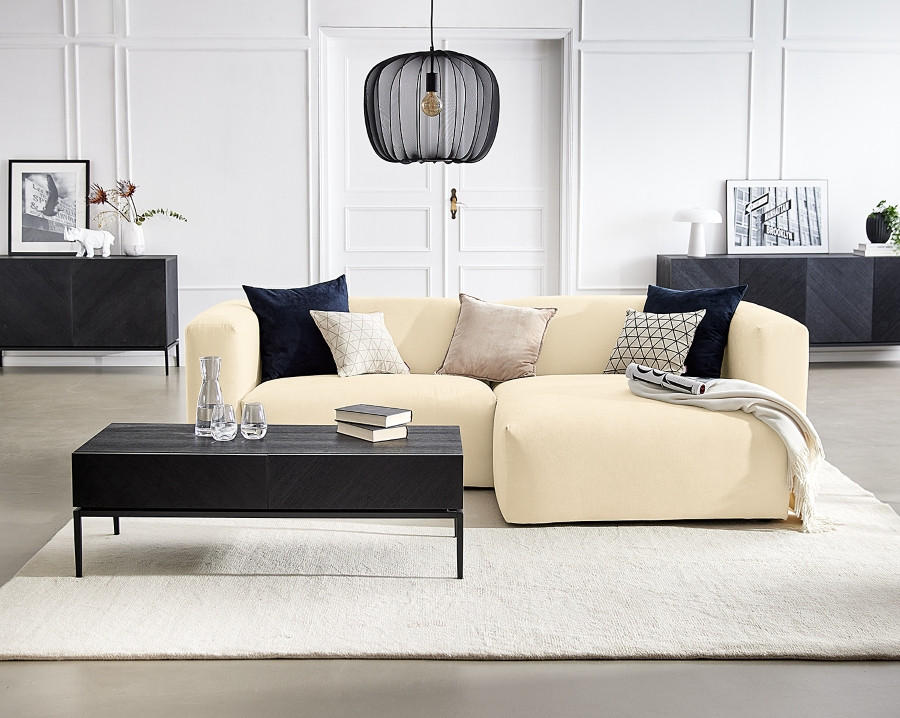 ECKSOFA in Struktur Beige - Beige, Modern, Textil (255/72/160cm) - Trendmanufaktur