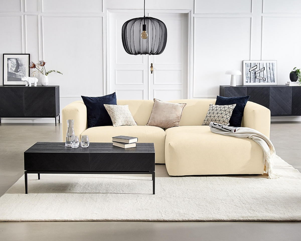 ECKSOFA in Struktur Beige  - Beige, Modern, Textil (255/72/160cm) - Trendmanufaktur