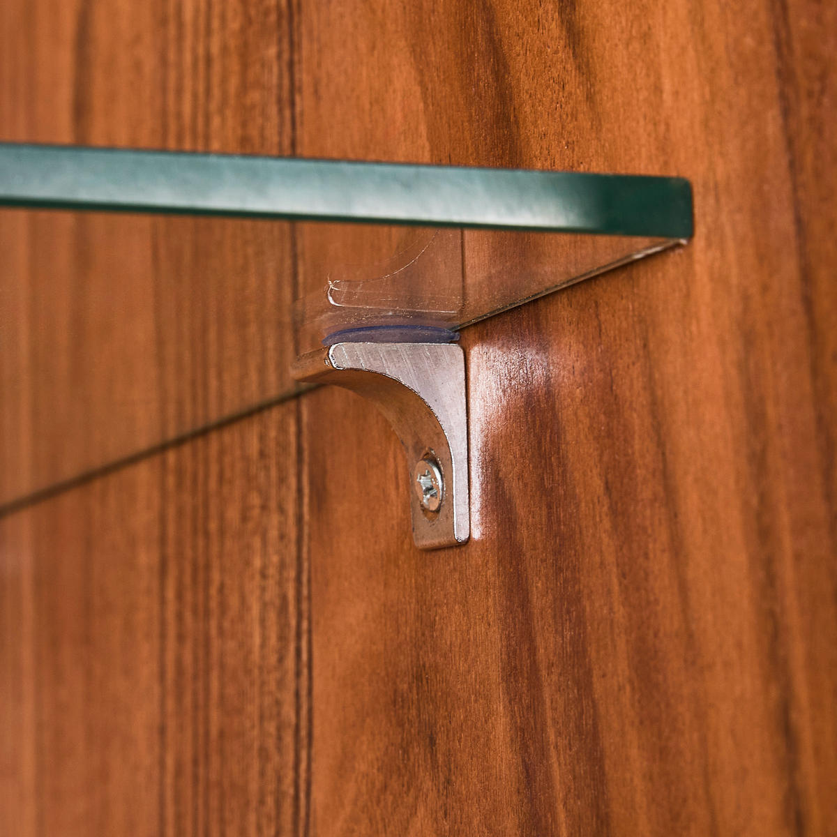 VITRINE Doha in furniert, massiv Akazie Naturfarben  - Transparent/Schwarz, KONVENTIONELL, Glas/Holz (55/200/42cm) - Livetastic