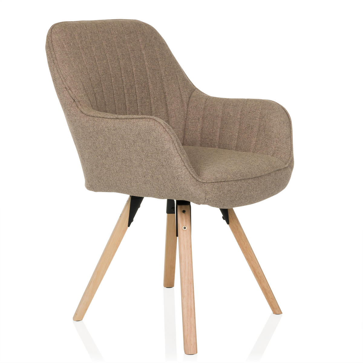 ARMLEHNSTUHL   Flachgewebe  Beige  - Beige/Buchefarben, MODERN, Holz/Textil (56/84/62cm) - MID.YOU