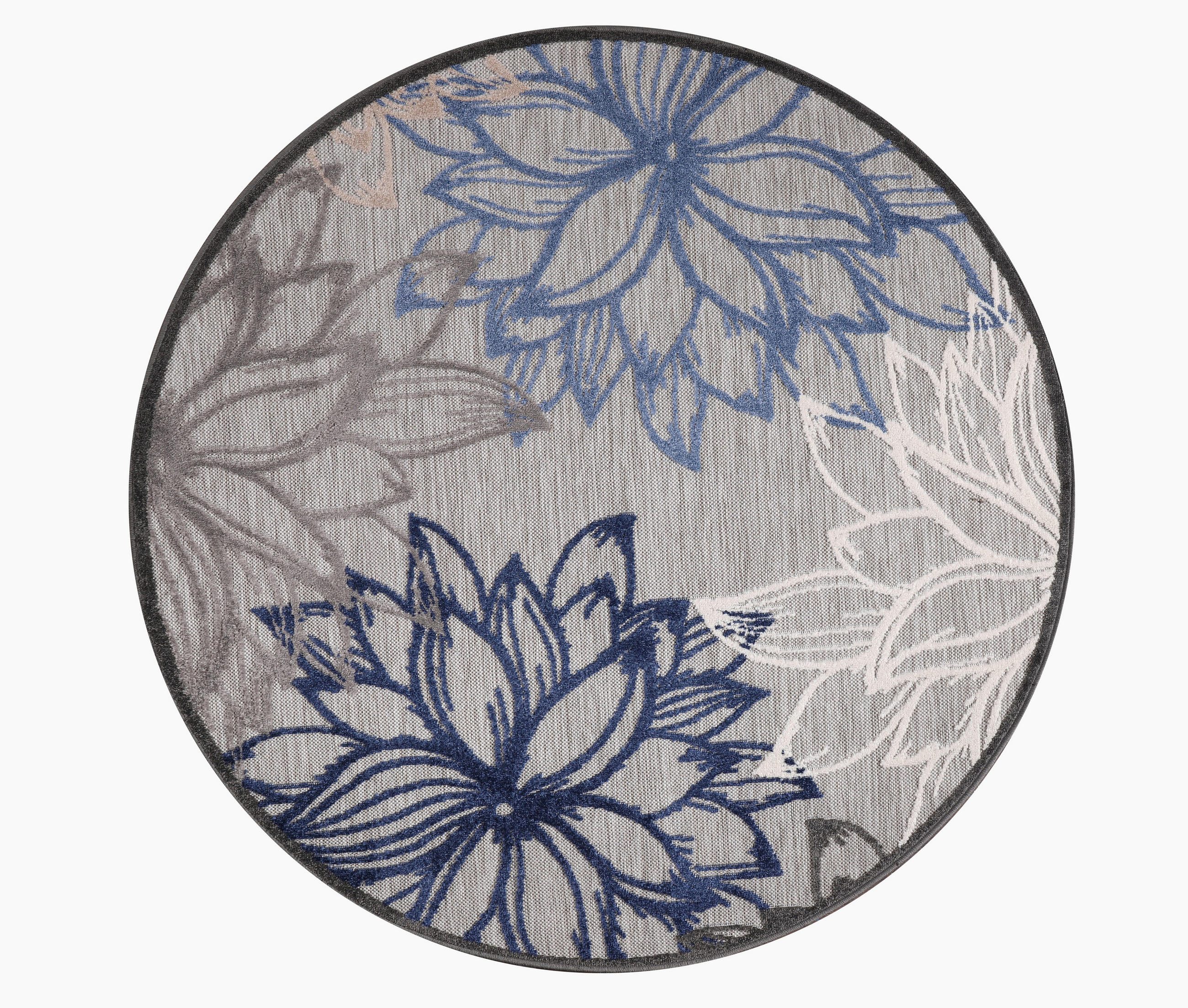 Novel Outdoorteppich Floral Blau, Grau, Weiß