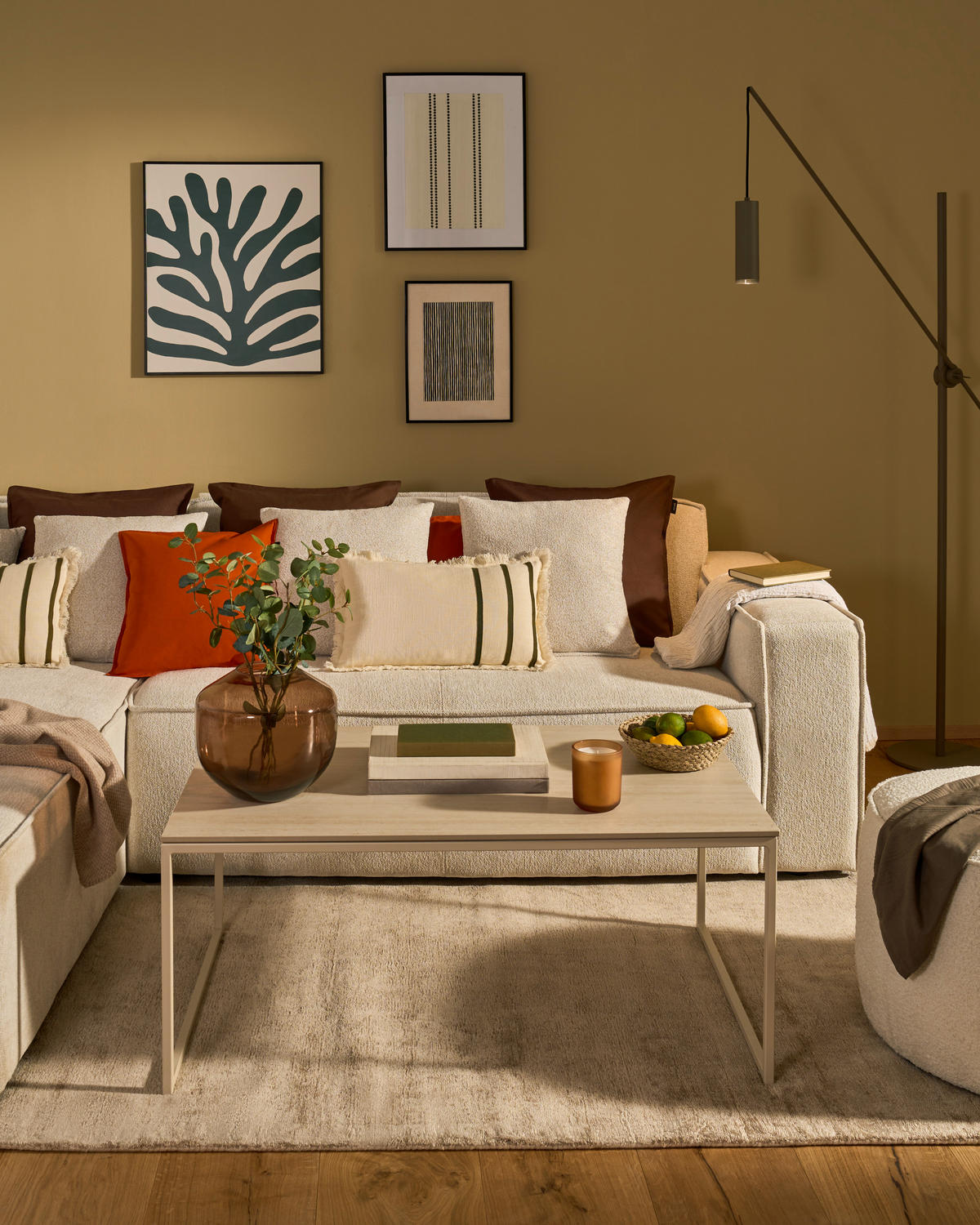ECKSOFA in Chenille Creme  - Creme/Schwarz, Konventionell, Kunststoff/Textil (188/280cm) - Carryhome