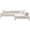 ECKSOFA Weiß Feincord Rücken echt, Kopfteilverstellung, Sitzvorzug  - Schwarz/Weiß, KONVENTIONELL, Textil/Metall (311/219cm) - Hom`in