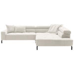 ECKSOFA in Feincord Weiß  311/219 cm  - Schwarz/Weiß, KONVENTIONELL, Textil/Metall (311/219cm) - Hom`in