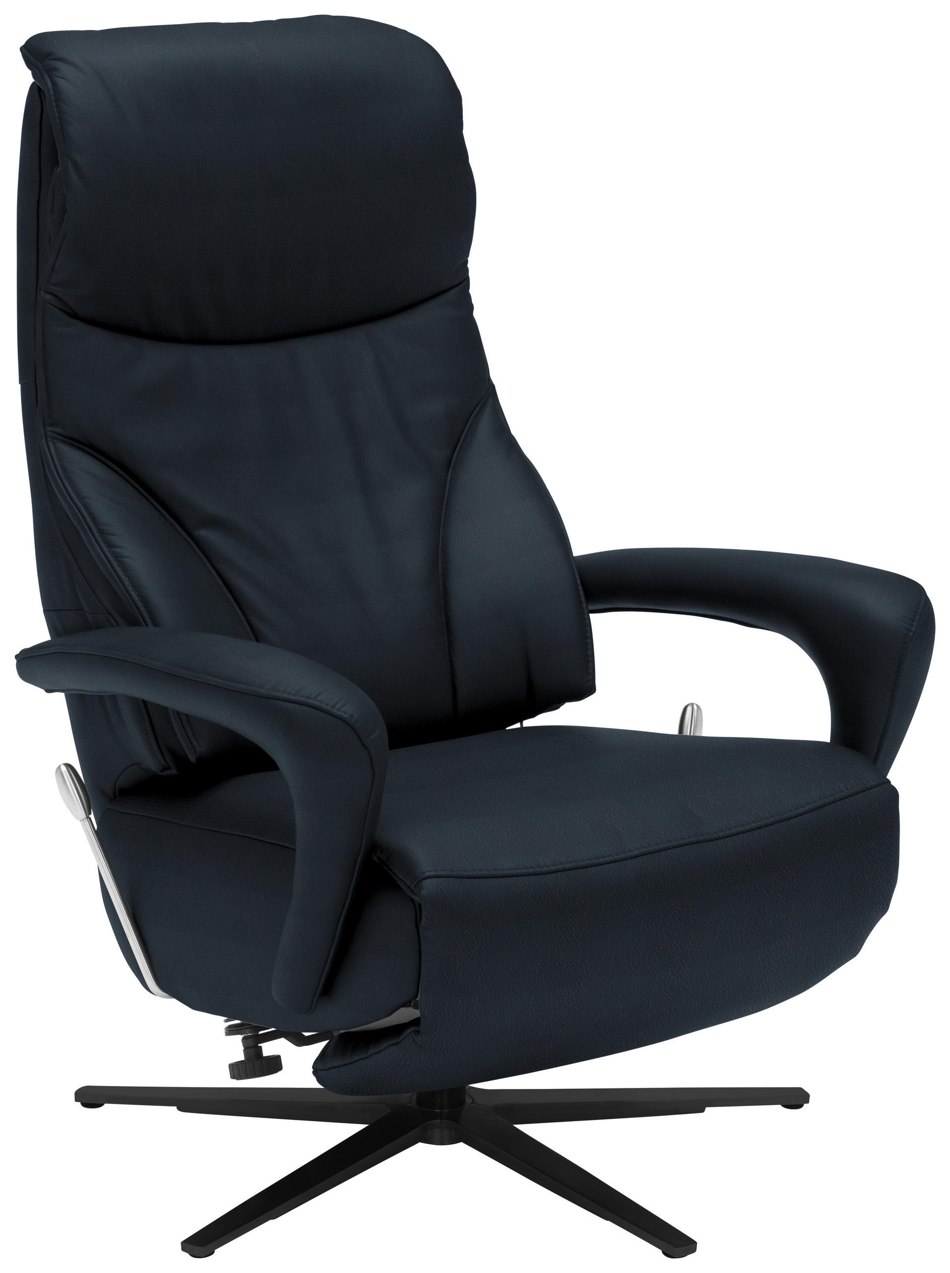 RELAXSESSEL in Leder Dunkelblau  - Schwarz/Dunkelblau, Design, Leder/Metall (75/106/88cm) - Dieter Knoll