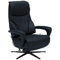 RELAXSESSEL in Leder Dunkelblau  - Schwarz/Dunkelblau, Design, Leder/Metall (75/106/88cm) - Dieter Knoll