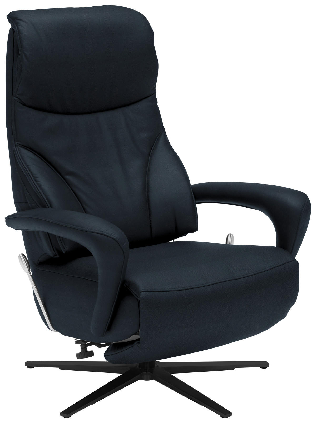 RELAXSESSEL in Leder Dunkelblau  - Schwarz/Dunkelblau, Design, Leder/Metall (75/106/88cm) - Dieter Knoll