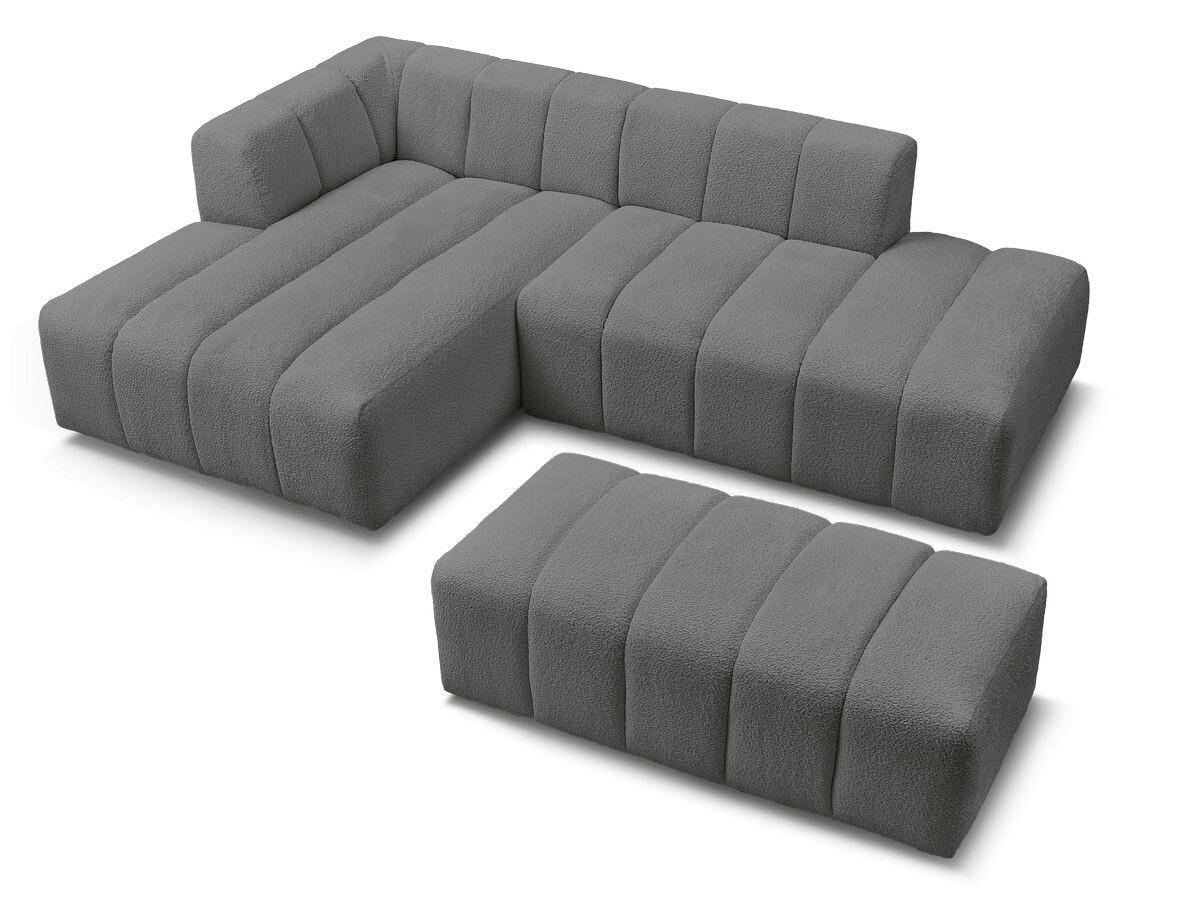 ECKSOFA  ANNECY Dunkelgrau Bouclé  - Dunkelgrau/Schwarz, MODERN, Kunststoff/Textil (170/262cm)