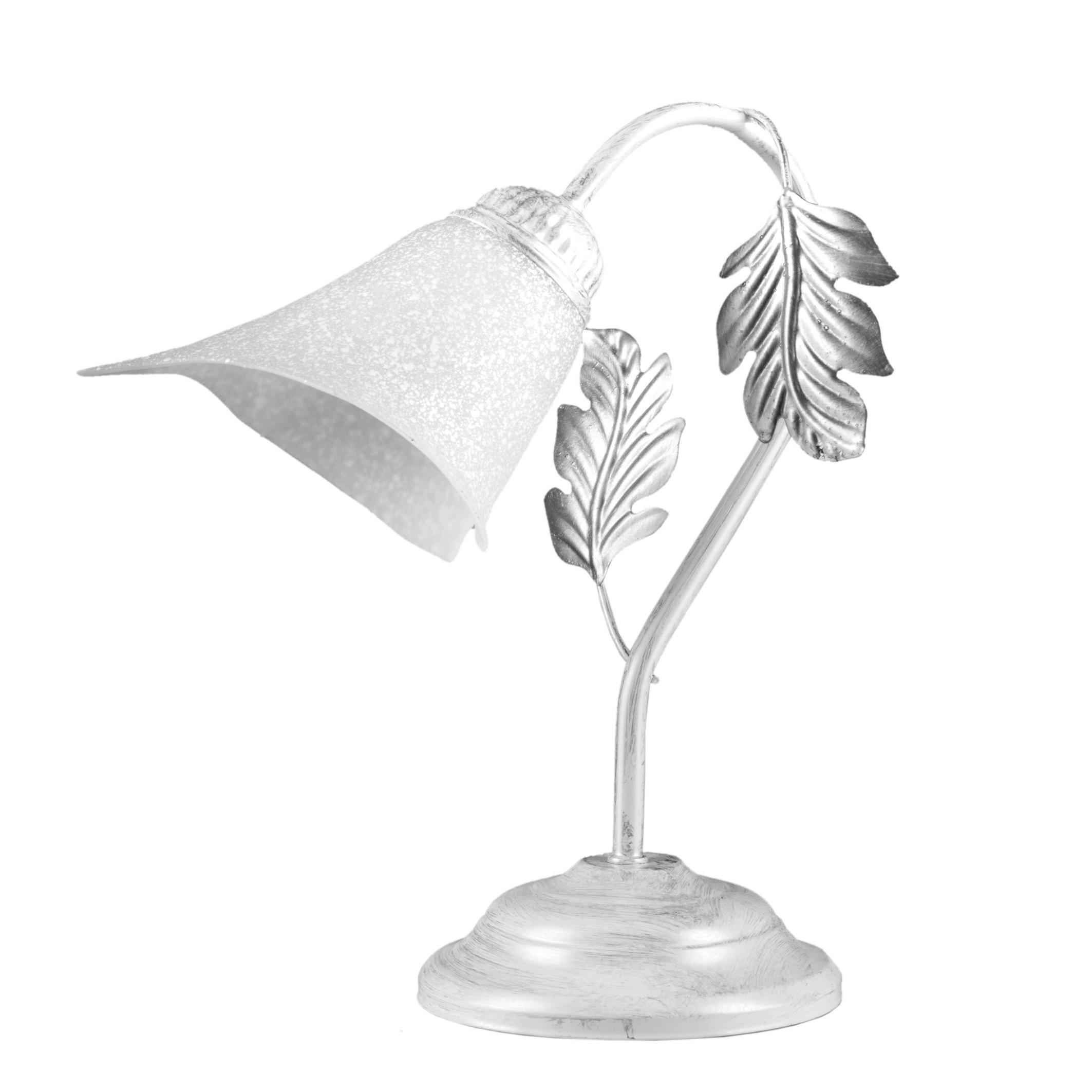 TISCHLEUCHTE 29/35 cm   - Silberfarben/Weiß, KONVENTIONELL, Glas/Metall (29/35cm)