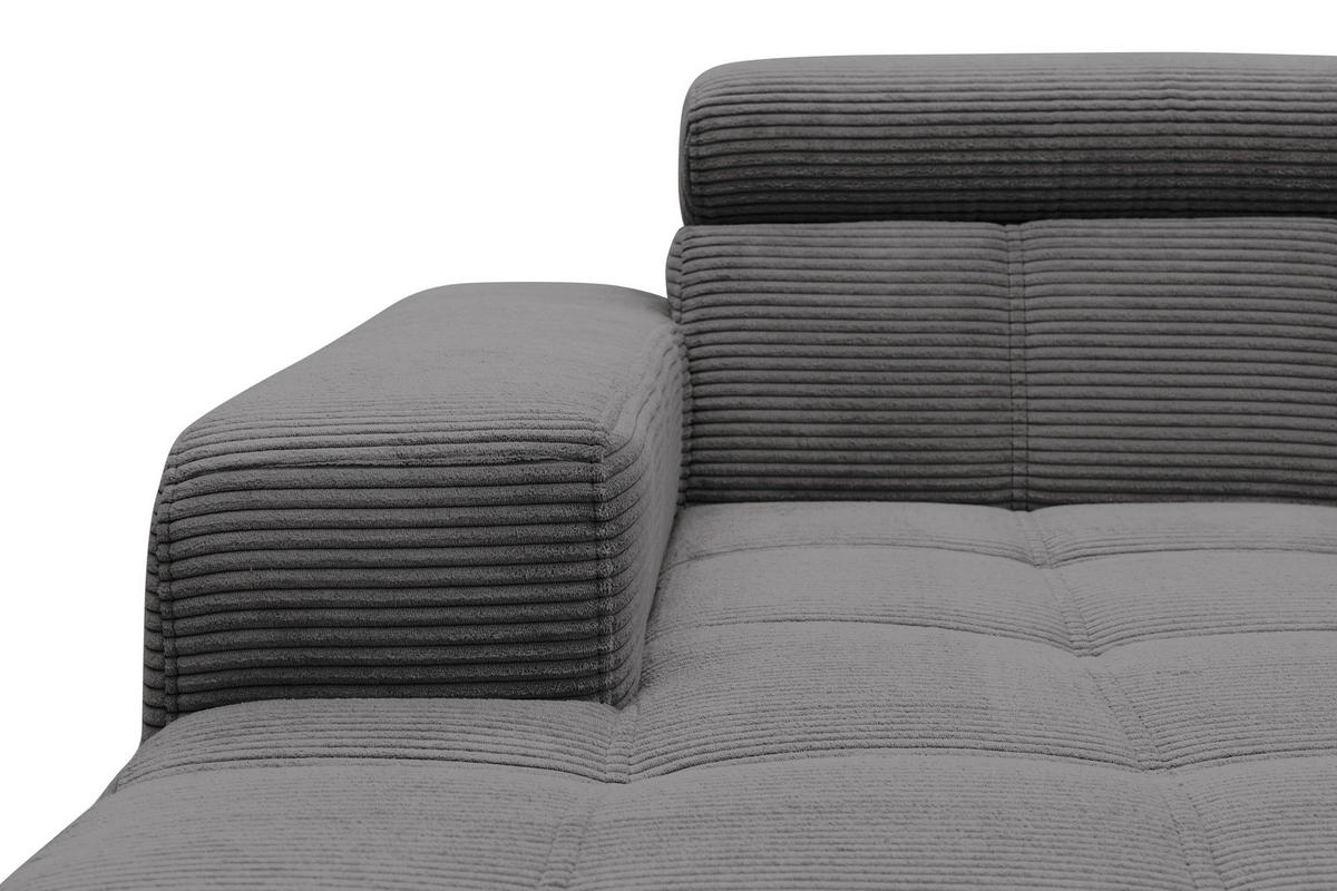 ECKSOFA TRENTO Grau Mikrofaser  - Dunkelgrau/Schwarz, MODERN, Textil/Metall (287/175cm) - MID.YOU