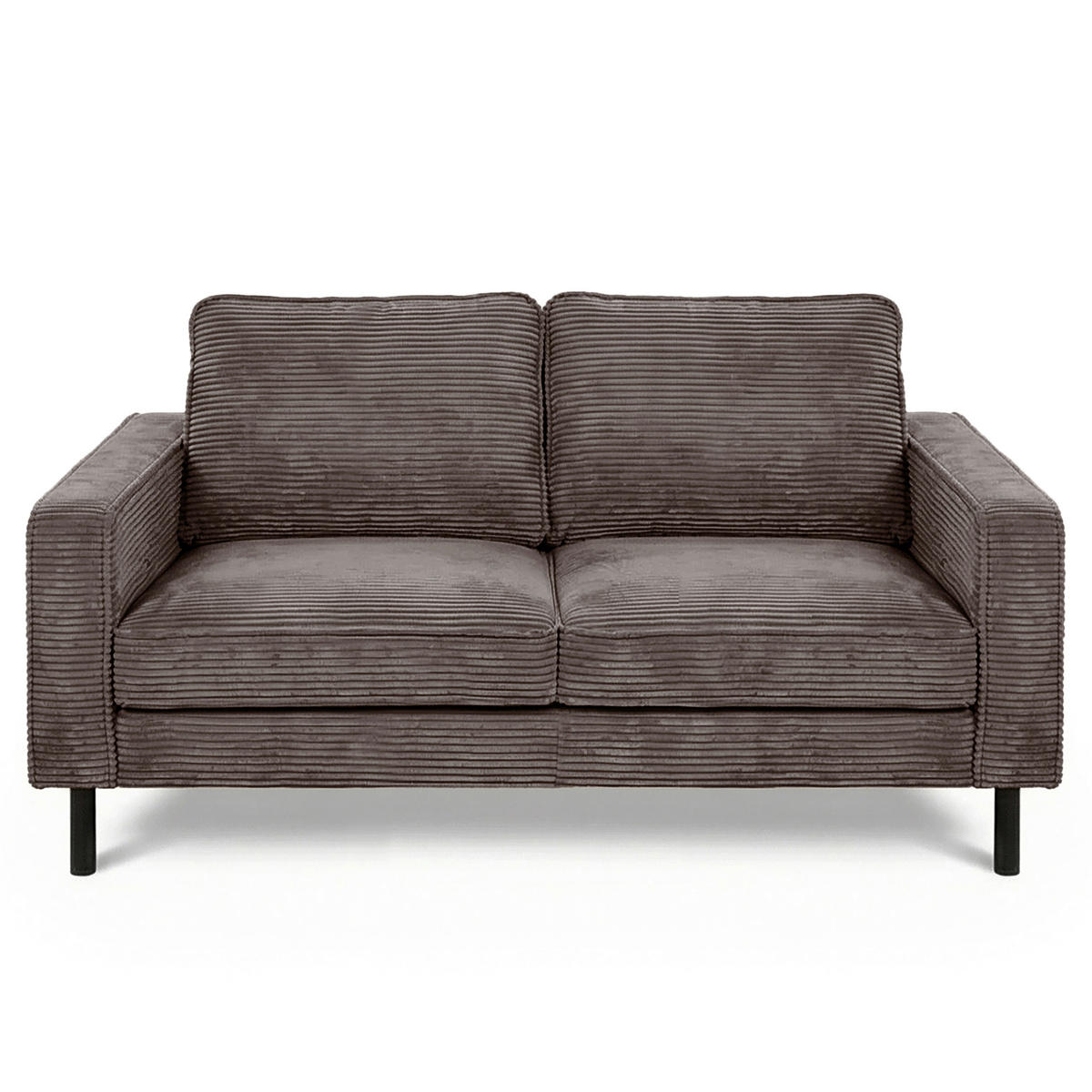 2-SITZER-SOFA Cord Taupe  - Taupe/Schwarz, Design, Textil/Metall (148/85/92cm) - Livetastic