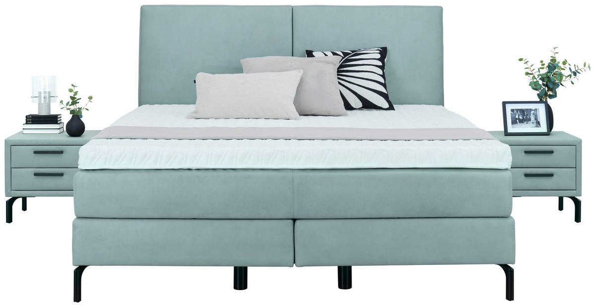 BOXSPRINGBETT 160/200 cm  in Jadegrün  - Jadegrün/Schwarz, Konventionell, Textil/Metall (160/200cm) - Dieter Knoll