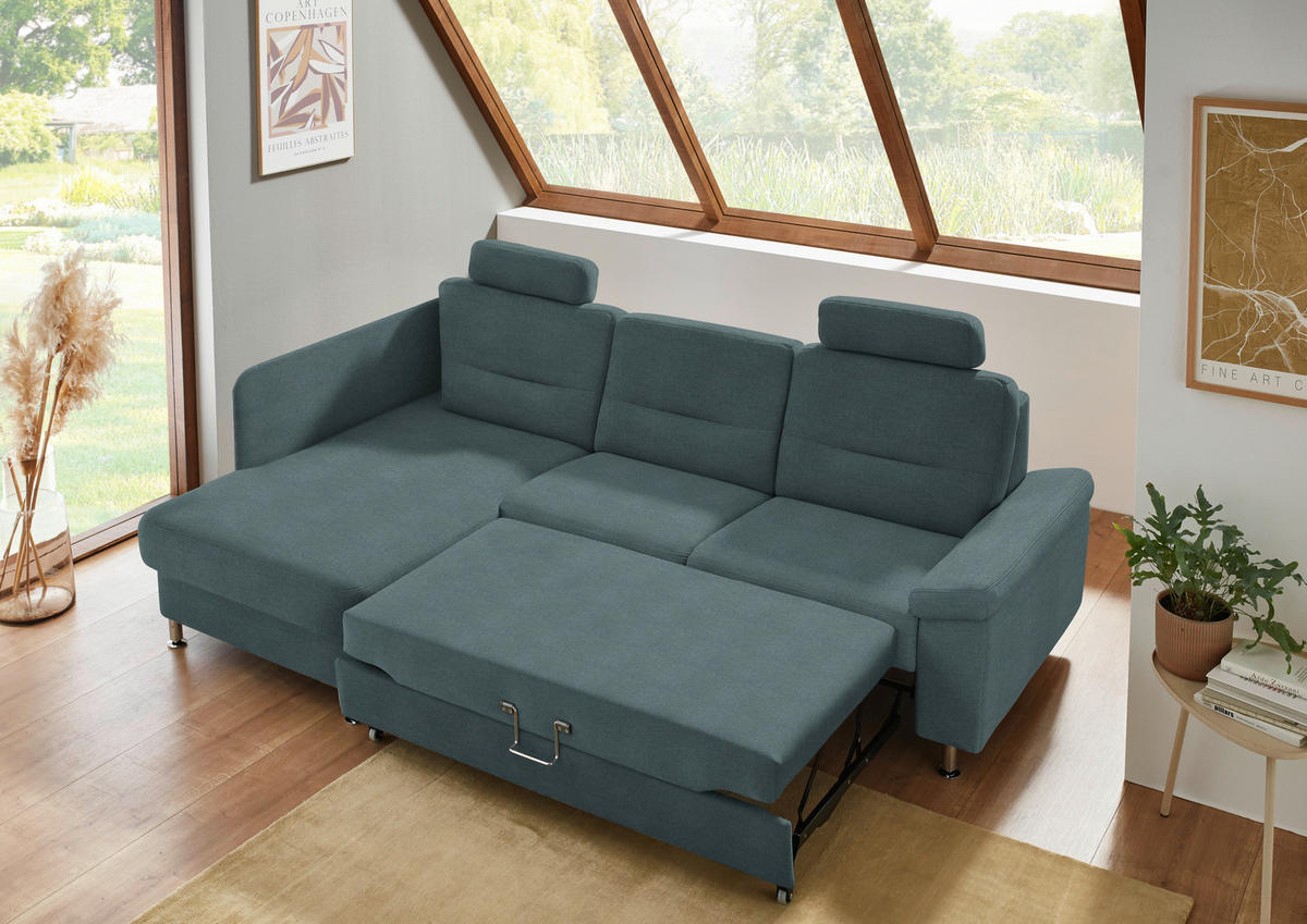 ECKSOFA  in Flachgewebe Dunkelgrau  160/244 cm  - Dunkelgrau/Alufarben, KONVENTIONELL, Textil/Metall (160/244cm) - Beldomo Comfort