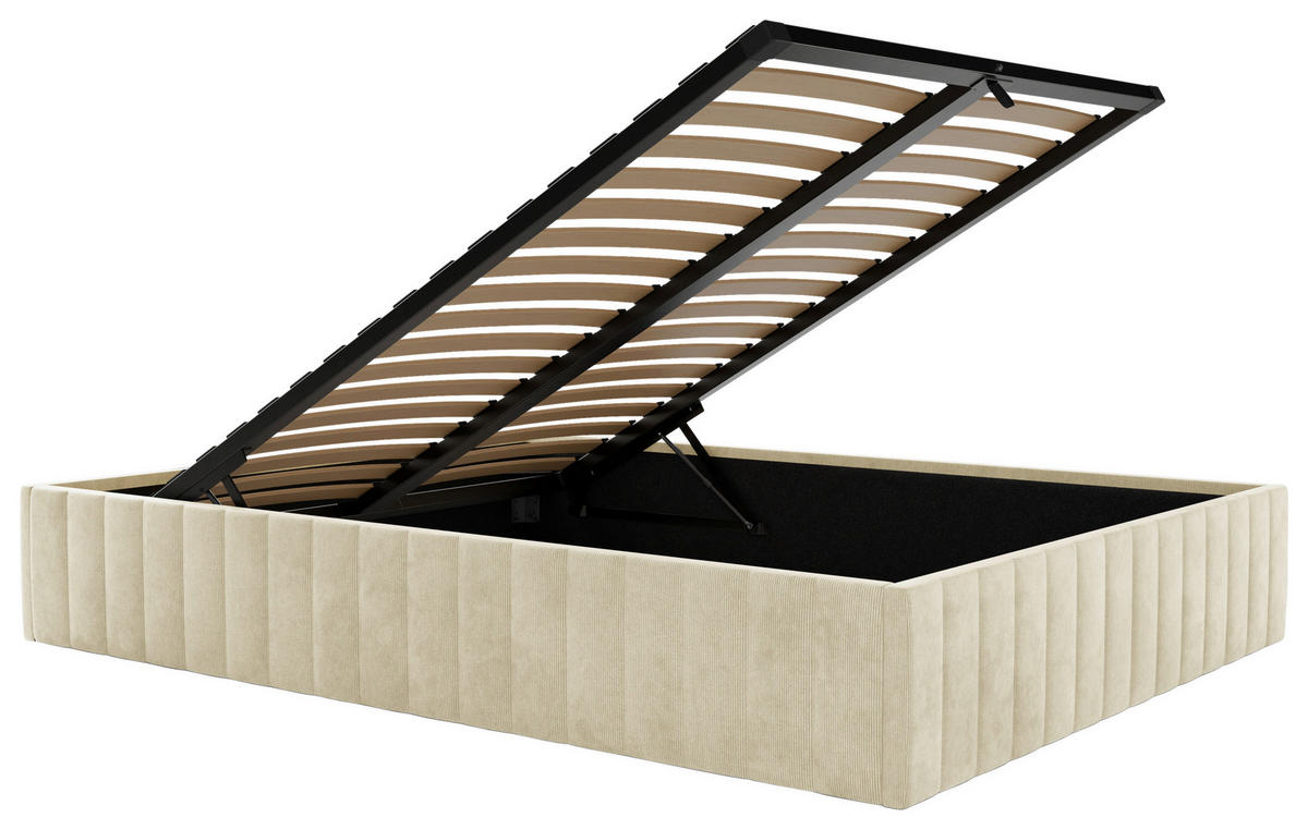 POLSTERBETT Lattenrost, Bettkasten 180/200 cm  in Beige  - Beige/Schwarz, Design, Holz/Textil (180/200cm) - Boxxx