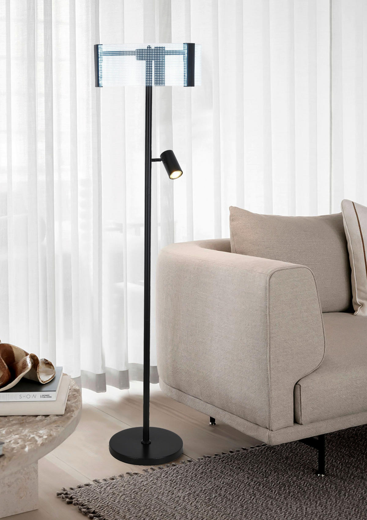 LED-STEHLEUCHTE 40/159 cm   - Transparent/Schwarz, Design, Kunststoff/Metall (40/159cm) - Novel