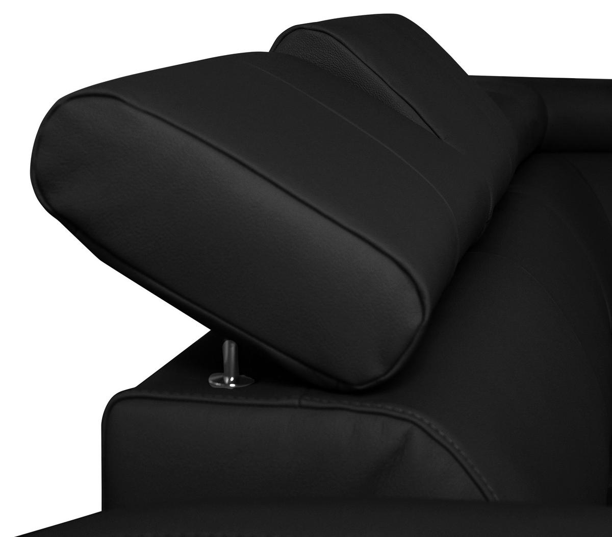 WOHNLANDSCHAFT in Lederlook Echtleder Schwarz  - Chromfarben/Schwarz, Design, Leder/Textil (175/315/175cm) - Livetastic