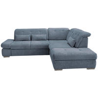 ECKSOFA Blau Chenille  - Chromfarben/Blau, Design, Textil/Metall (280/254cm) - Livetastic