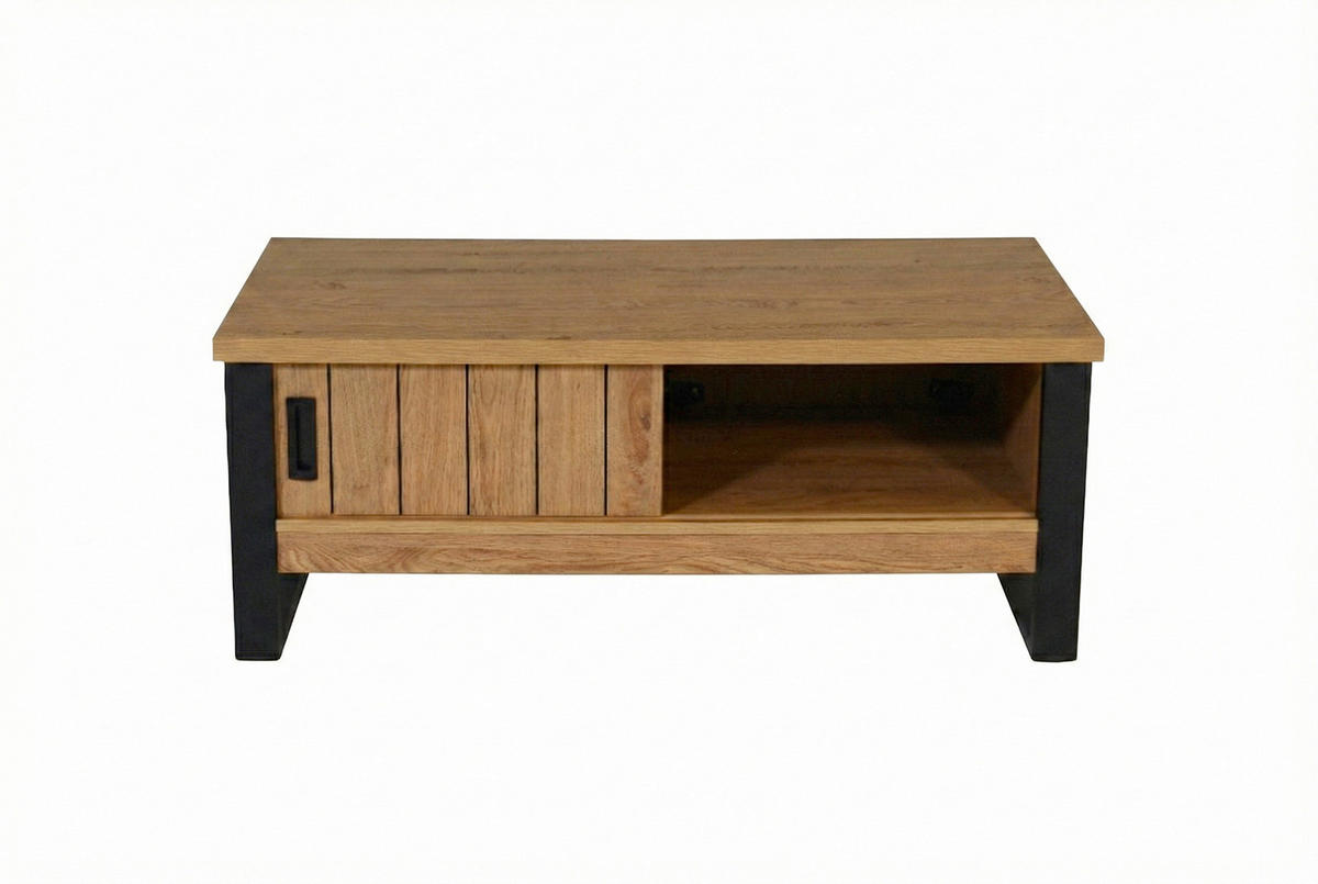 COUCHTISCH Schwarz, Eichefarben  - Eichefarben/Schwarz, KONVENTIONELL, Holzwerkstoff/Metall (108,5/54,8/43cm) - MID.YOU