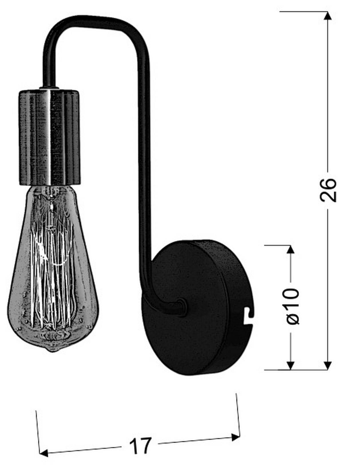VÄGGLAMPA 17/10/26 cm   - svart, Klassisk, metall (17/10/26cm)
