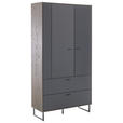 VITRINE in furniert Eiche Schwarz, Eichefarben - Eichefarben/Anthrazit, Design, Glas/Holz (98/185/37cm) - Novel