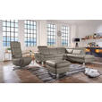 ECKSOFA in Echtleder Graubraun  - Graubraun/Alufarben, Design, Leder/Metall (271/242cm) - Cantus