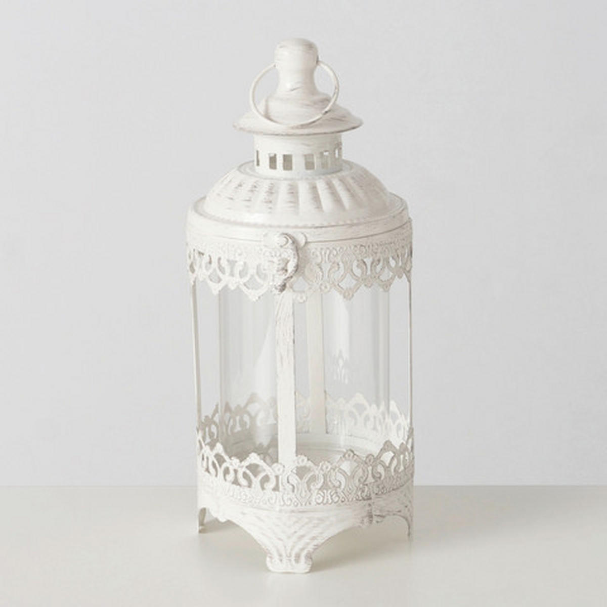 LATERNE - Transparent/Weiß, LIFESTYLE, Glas/Metall (13/13/29cm)