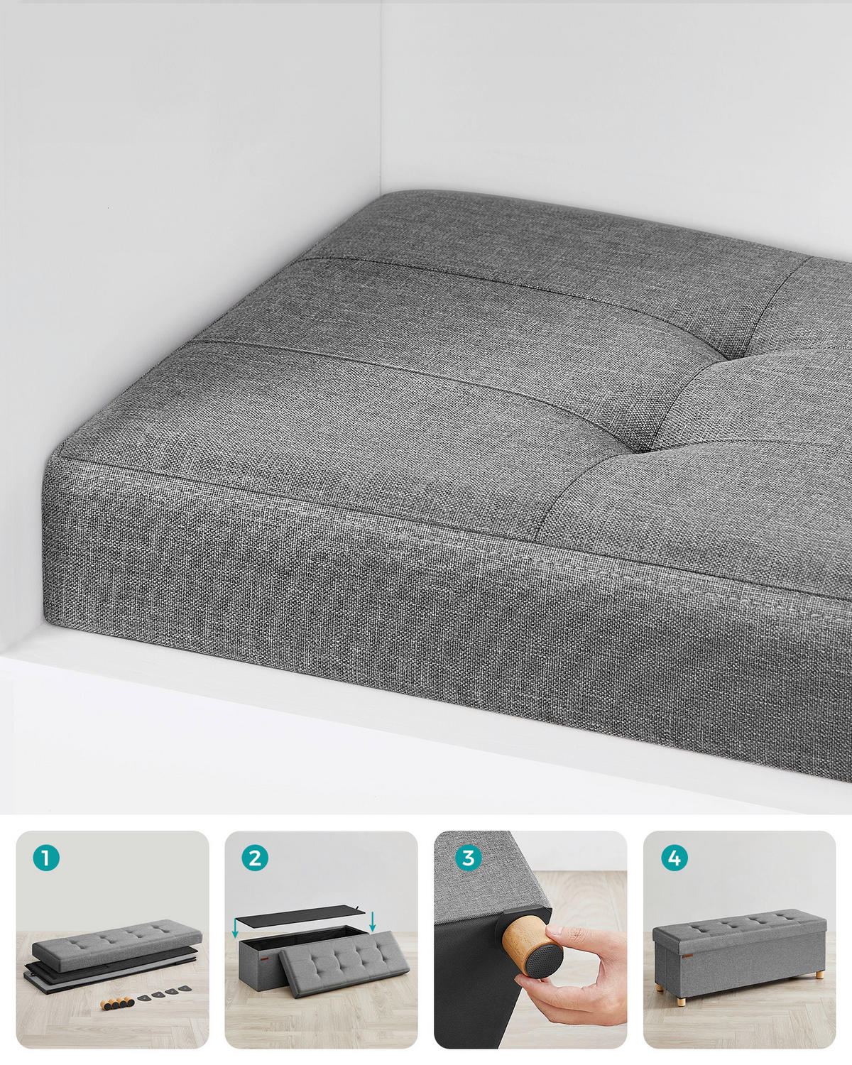 SITZBOX  - Naturfarben/Grau, Basics, Holz/Textil (110/40/38cm)