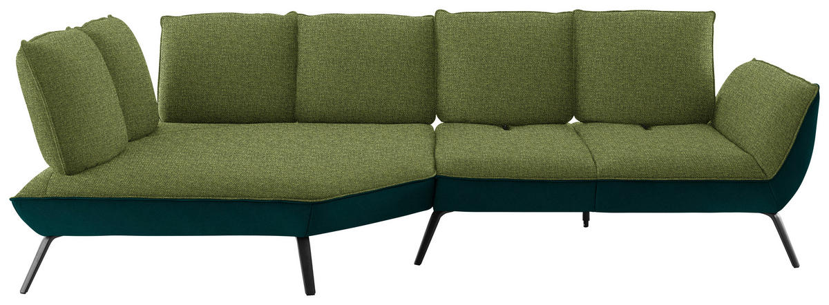 ECKSOFA  in Flachgewebe Grün  169/320 cm  - Schwarz/Grün, Design, Textil/Metall (169/320cm) - Moderano