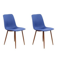 STUHL-SET 2 Stück  in Flachgewebe  - Blau/Braun, Design, Textil/Metall (46.5/84.5/55cm) - Kayoom