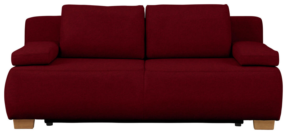 BOXSPRINGSOFA in Webstoff Dunkelrot  - Naturfarben/Dunkelrot, Modern, Holz/Textil (205/93/108cm) - Venda
