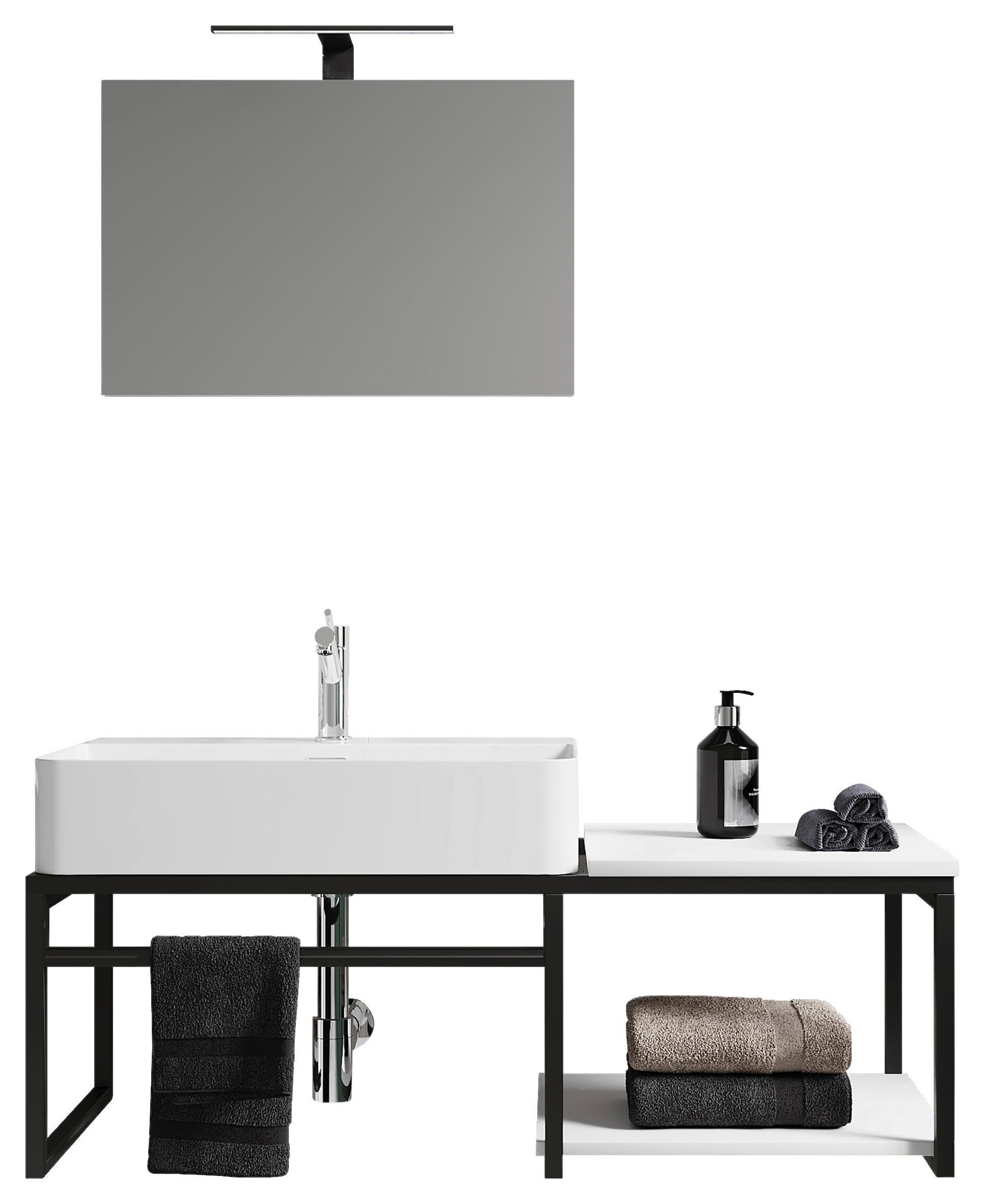 BADEZIMMER 3-teilig  in 100 cm  - Weiss/Schwarz, Modern, Glas/Keramik (100cm) - MID.YOU