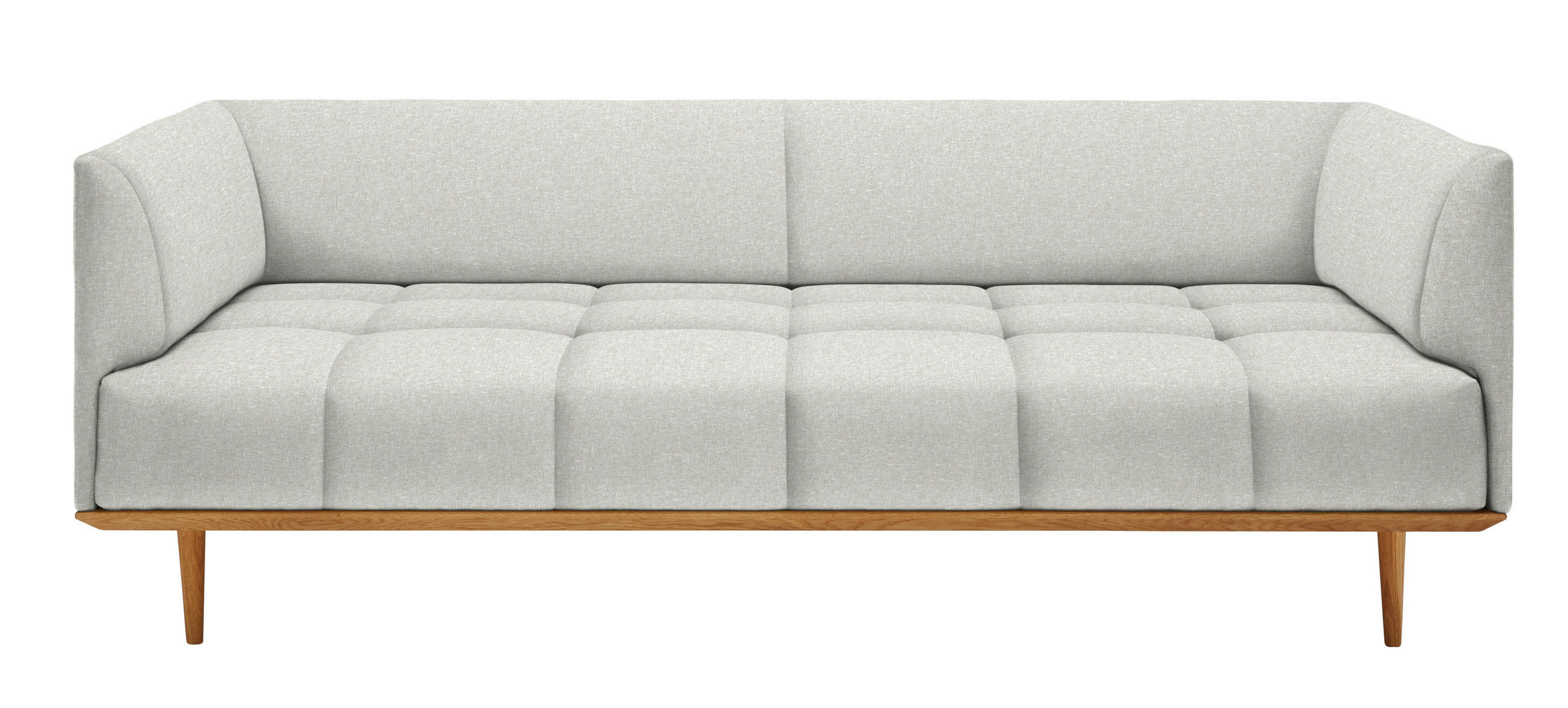 BIGSOFA Flachgewebe Hellgrau  - Hellgrau, MODERN, Holz/Textil (220/77/120cm) - Joka