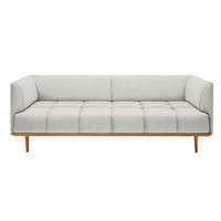 BIGSOFA Flachgewebe Hellgrau  - Hellgrau, MODERN, Holz/Textil (220/77/120cm) - Joka