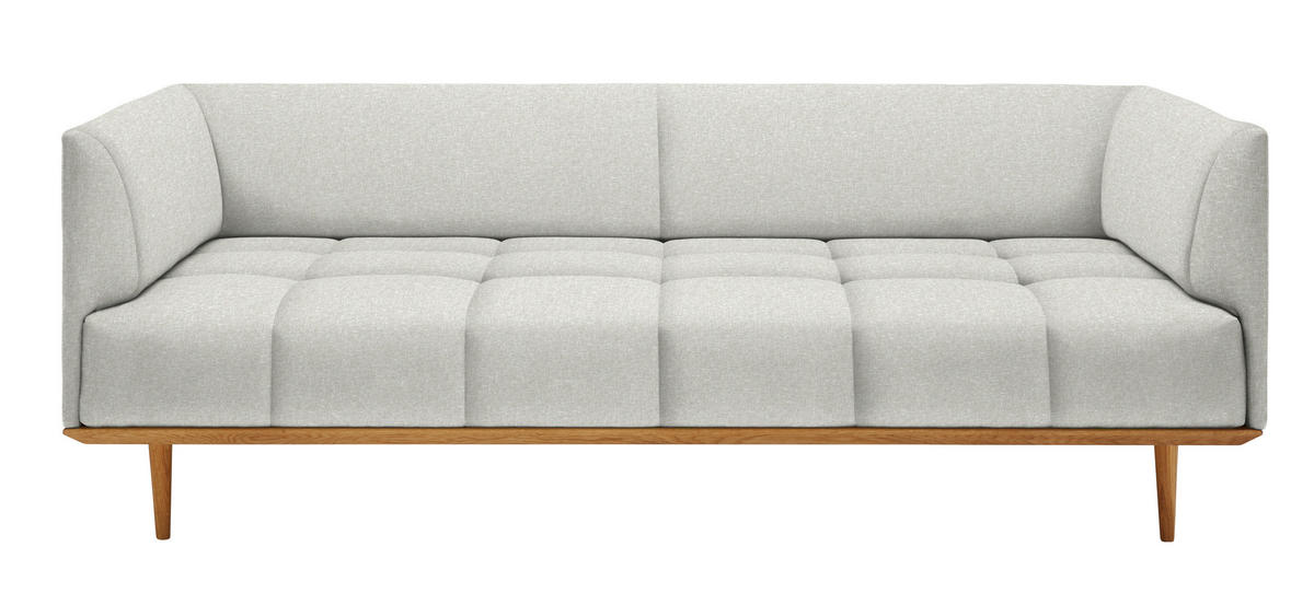 BIGSOFA Flachgewebe Hellgrau  - Hellgrau, MODERN, Holz/Textil (220/77/120cm) - Joka