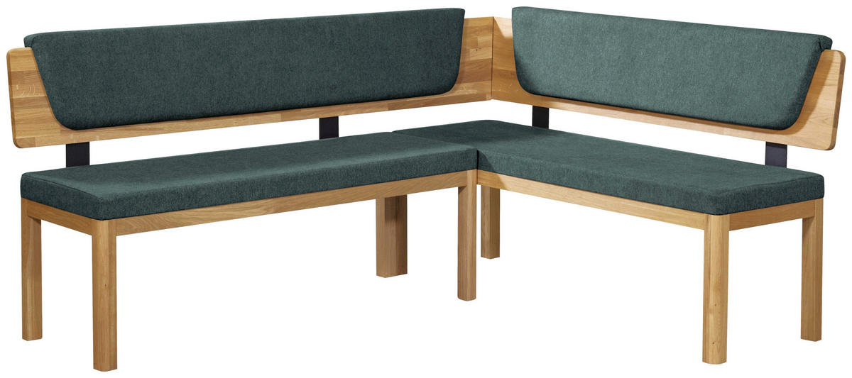 ECKBANK 208/171 cm Webstoff Türkis, Eichefarben Eiche vollmassiv   - Türkis/Eichefarben, KONVENTIONELL, Holz/Textil (208/171cm) - Linea Natura