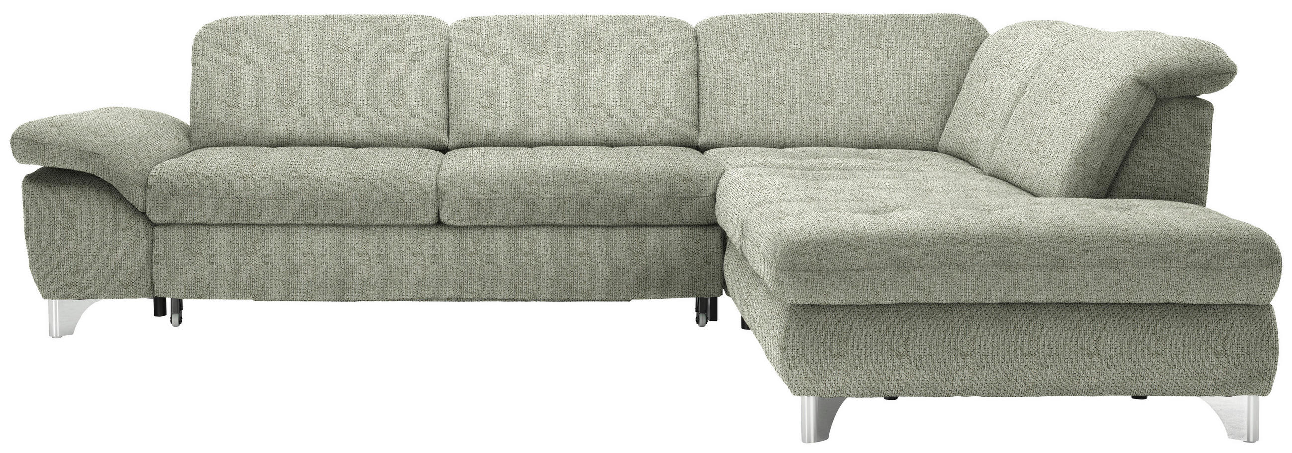 ECKSOFA Grün Webstoff  - Chromfarben/Grün, Design, Textil/Metall (319/260cm) - Beldomo Style