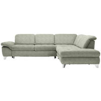 ECKSOFA in Webstoff Grün  - Chromfarben/Grün, Design, Textil/Metall (319/260cm) - Beldomo Style