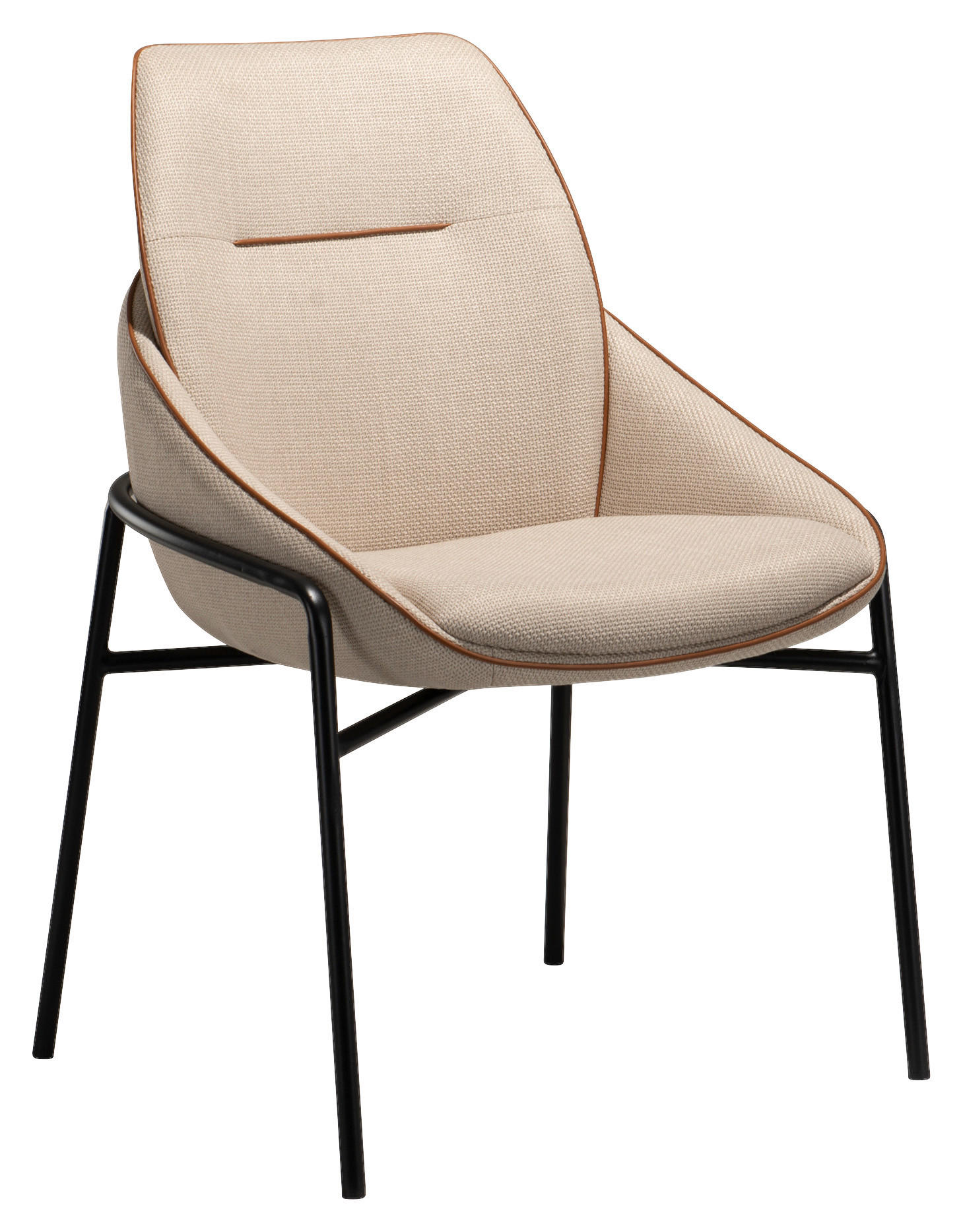 STUHL  in Eisen Mikrofaser Metall, Textil  - Beige/Schwarz, Design, Textil/Metall (55/87/63cm) - Lomoco