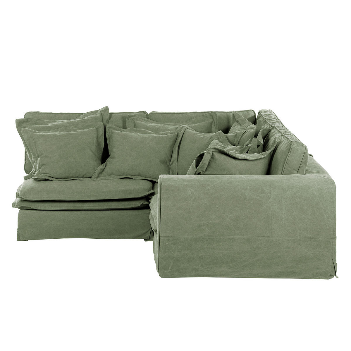 ECKSOFA STELLA in Webstoff Olivgrün Zierkissen, Rückenkissen  238/222 cm  - Schwarz/Olivgrün, Design, Kunststoff/Textil (238/222cm) - P & B