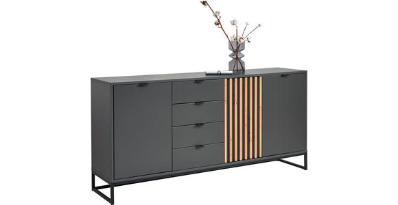 SIDEBOARD  in 177,1/85,4/40 cm  - Schwarz/Graphitfarben, MODERN, Holzwerkstoff/Metall (177,1/85,4/40cm) - Voleo