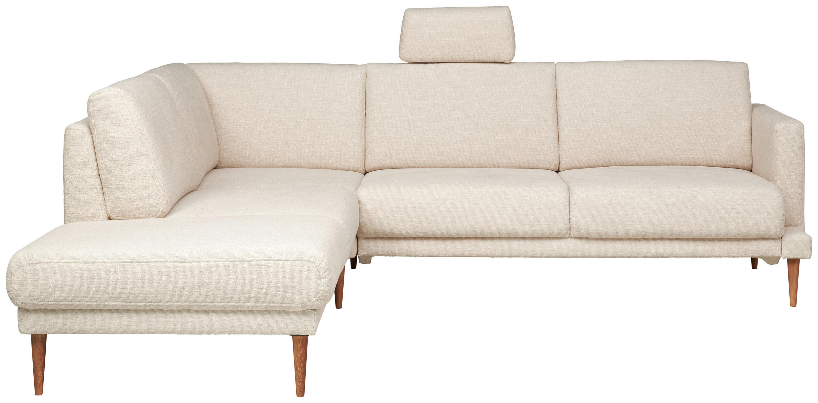 ECKSOFA  in Flachgewebe Beige  212/255 cm  - Eichefarben/Beige, KONVENTIONELL, Holz/Textil (212/255cm) - Valnatura