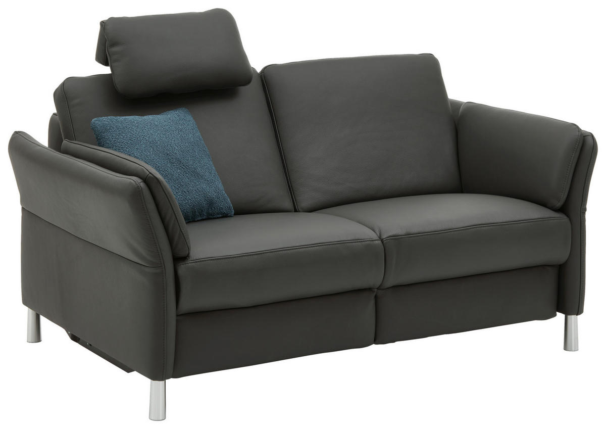 TROJMIESTNA POHOVKA, antracitová, pravá koža - antracitová/hliníková, Design, kov/koža (190/82/99cm) - Dieter Knoll