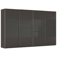 SCHWEBETÜRENSCHRANK 361/235/68 cm,  in Graphitfarben, Schwarz, 4 Tür(en)  - Chromfarben/Graphitfarben, KONVENTIONELL, Glas/Holzwerkstoff (361/235/68cm) - Novel