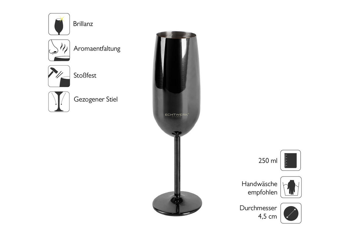 GLÄSERSET  6-teilig  - Schwarz, Trend, Metall (22,5cm) - Echtwerk