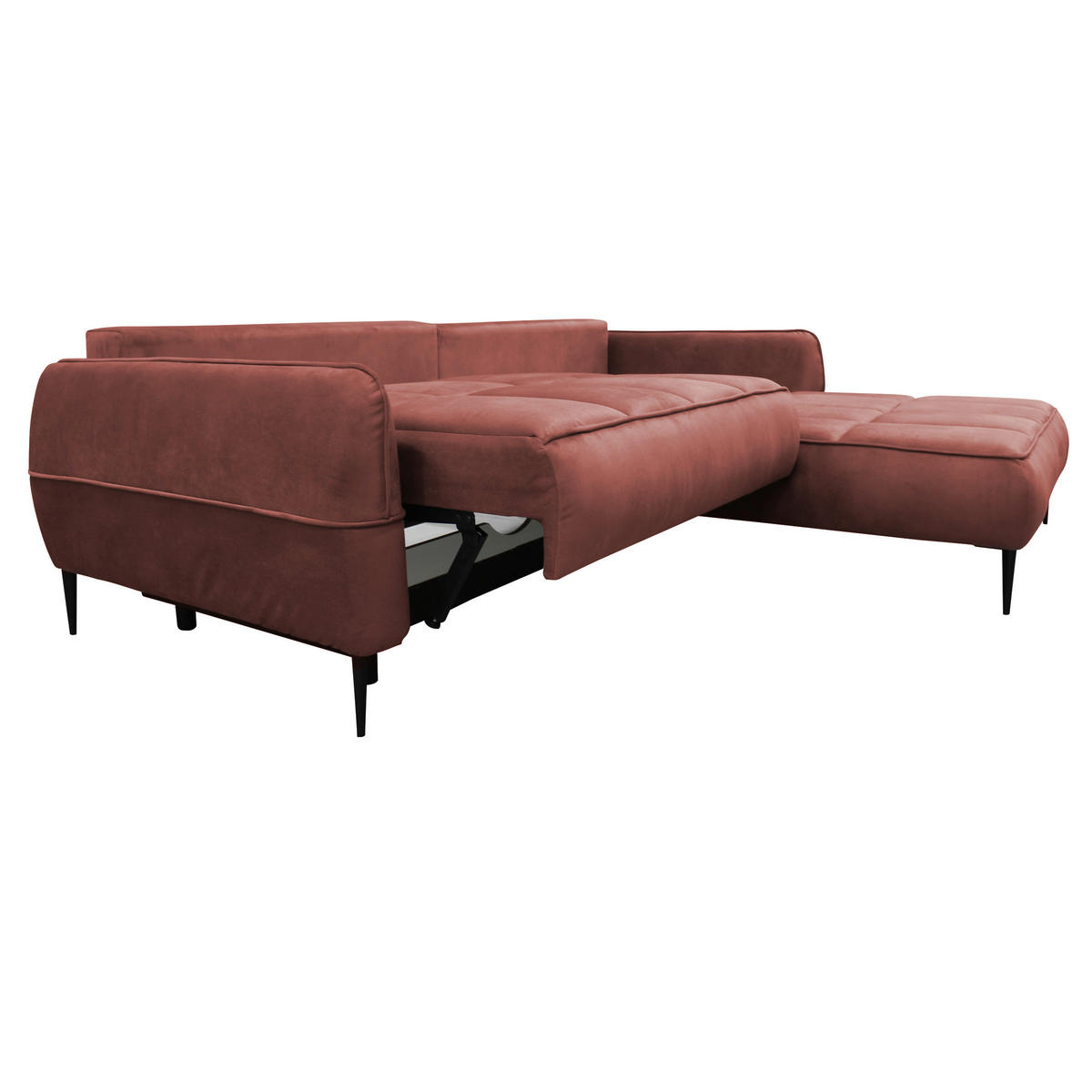 ECKSOFA Koralle Velours  - Koralle/Schwarz, Design, Textil/Metall (260/189cm) - MID.YOU